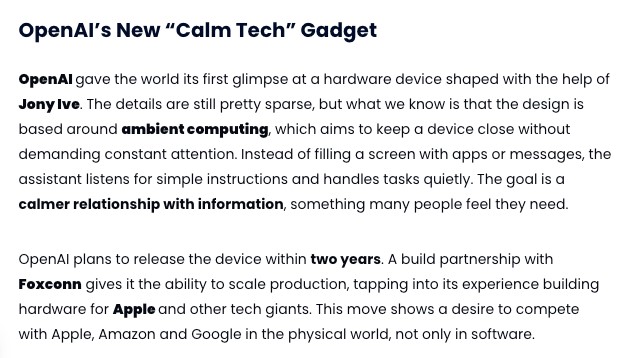 OpenAI推出“Calm Tech”硬件設備 發力消費電子新賽道