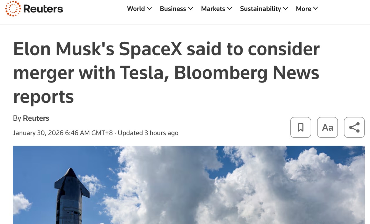 SpaceX或牵头合并特斯拉与xAI，打造超级科技综合体